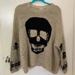Hot & Delicious Tan Skull Sweater Cardigan